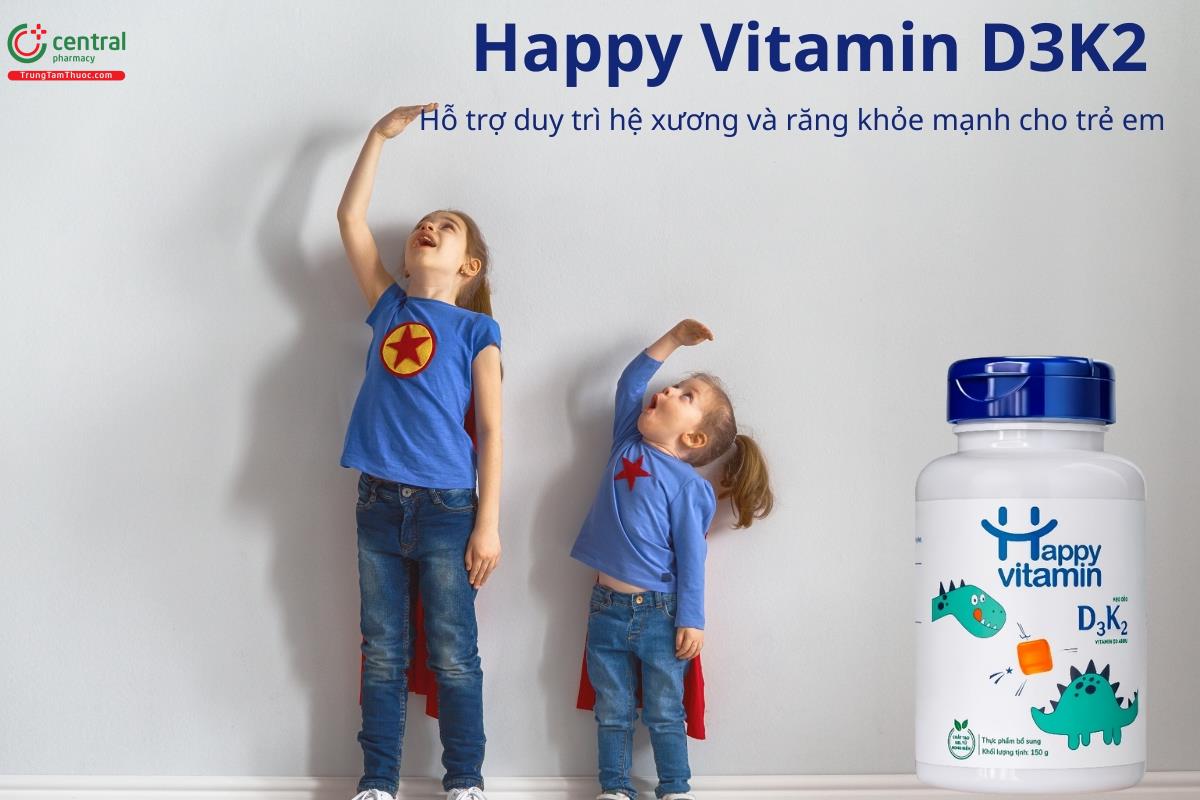 Kẹo dẻo Happy Vitamin D3K2 hỗ trợ duy trì hệ xương và răng khỏe mạnh
