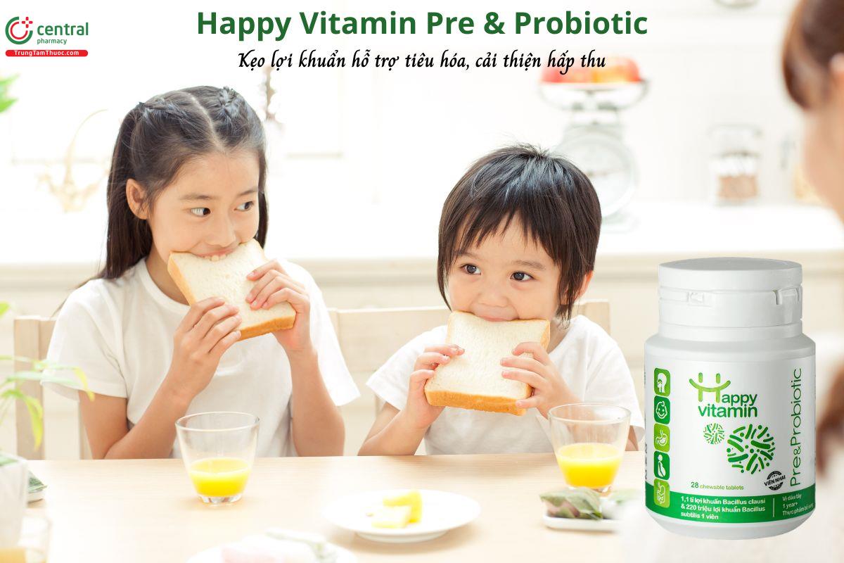 Kẹo lợi khuẩn Happy Vitamin Pre & Probiotic - Ổn định hệ tiêu hóa, cải thiện hấp thu