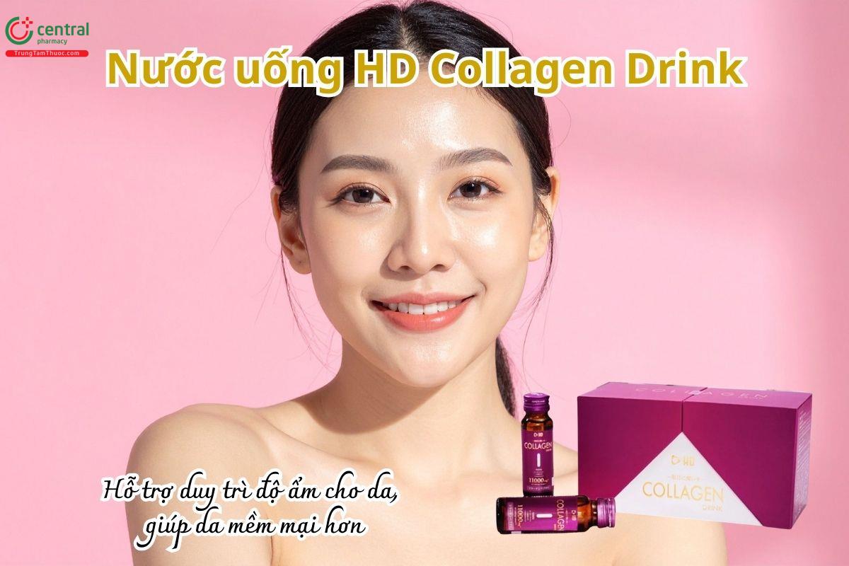 Nước uống HD Collagen Drink hỗ trợ duy trì độ ẩm cho da, giúp da mềm mại hơn