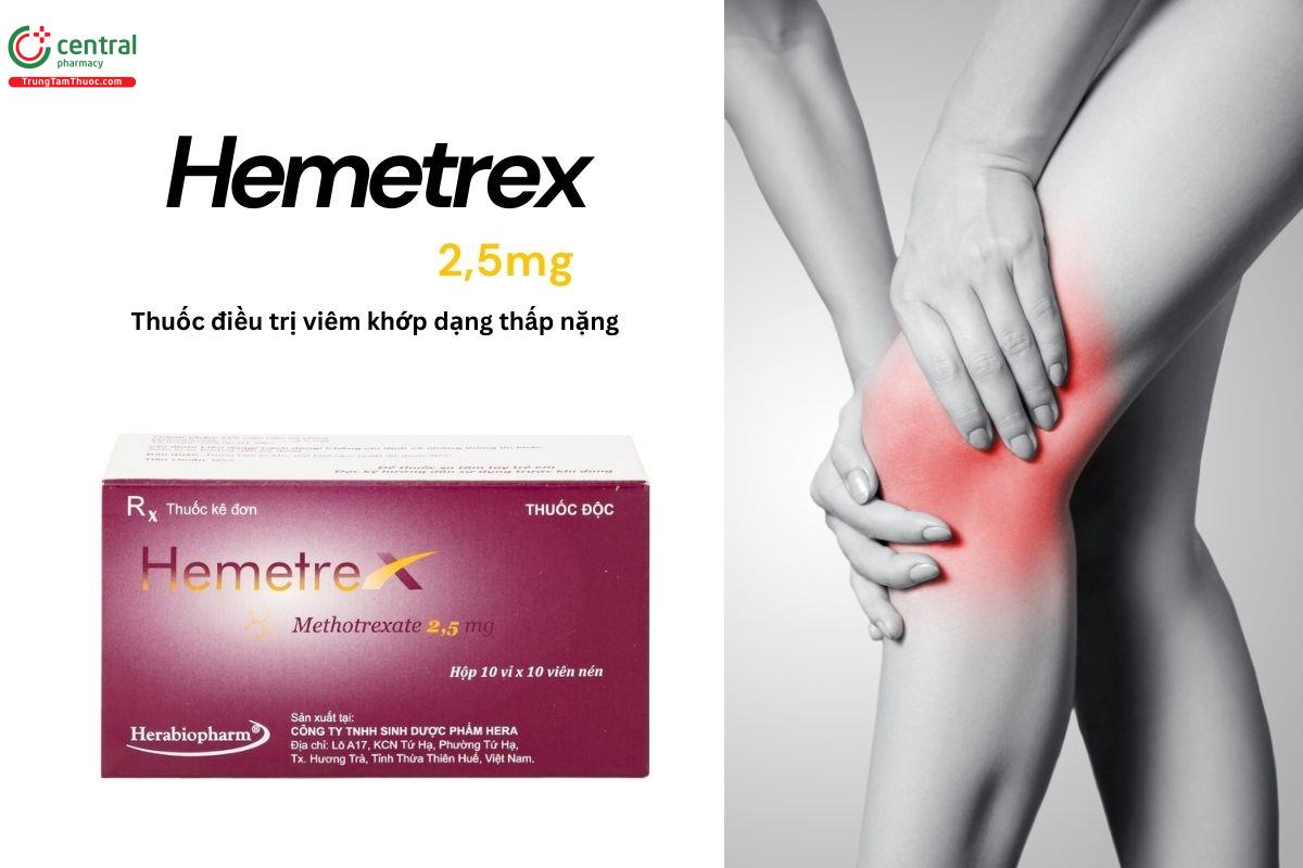 Thuốc Hemetrex 2.5mg điều trị viêm khớp dạng thấp nặng, bệnh ung thư