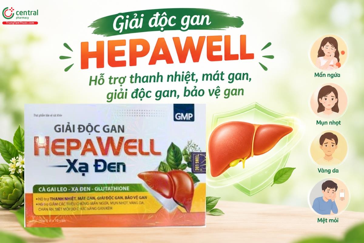 Giải độc gan Hepawell hỗ trợ thanh nhiệt, mát gan, giải độc gan, bảo vệ gan