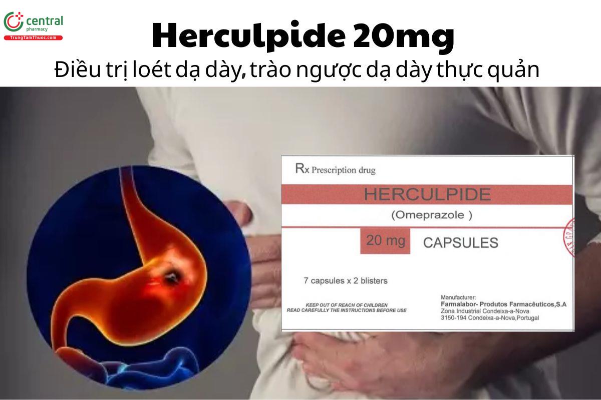 Thuốc Herculpide 20mg - Điều trị loét dạ dày, trào ngược dạ dày thực quản