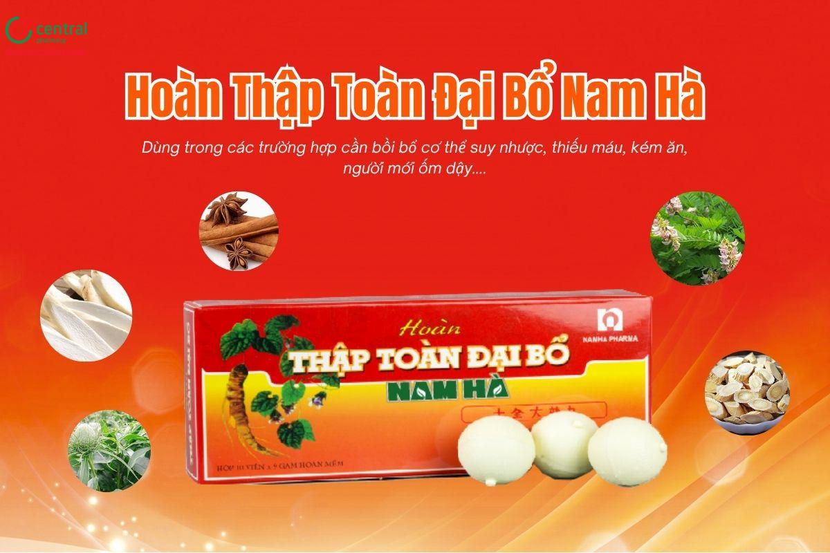 Thuốc Hoàn Thập Toàn Đại Bổ Nam Hà bồi bổ cơ thể, giảm suy nhược, thiếu máu