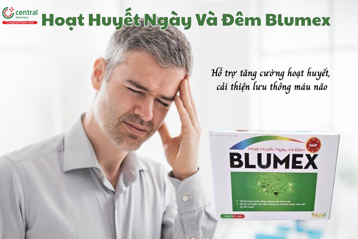 Hoạt Huyết Ngày Và Đêm Blumex hỗ trợ tăng cường hoạt huyết và cải thiện lưu thông máu não