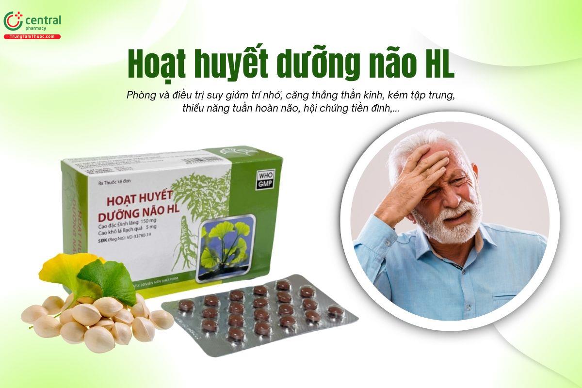 Hoạt Huyết Dưỡng Não HL tăng cường tuần hoàn máu não, giảm đau đầu