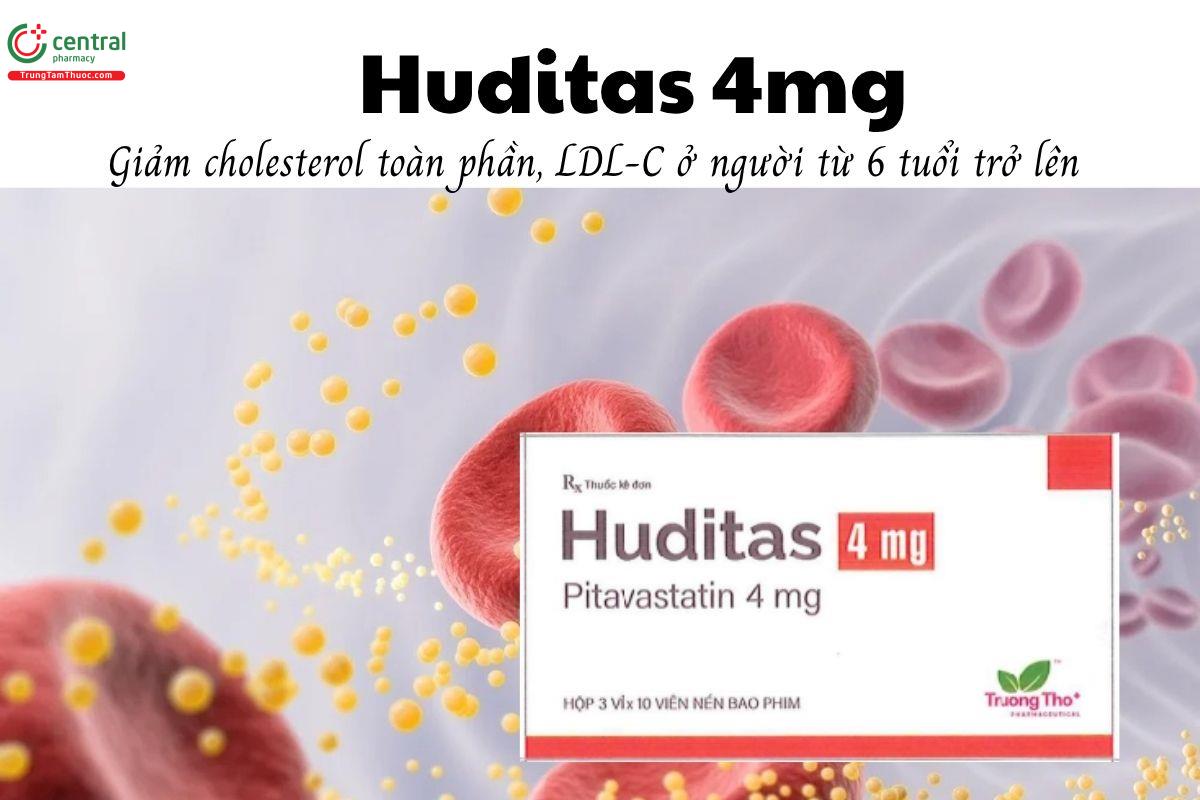 Thuốc Huditas 4mg - Giảm cholesterol toàn phần, LDL-C ở người từ 6 tuổi trở lên 