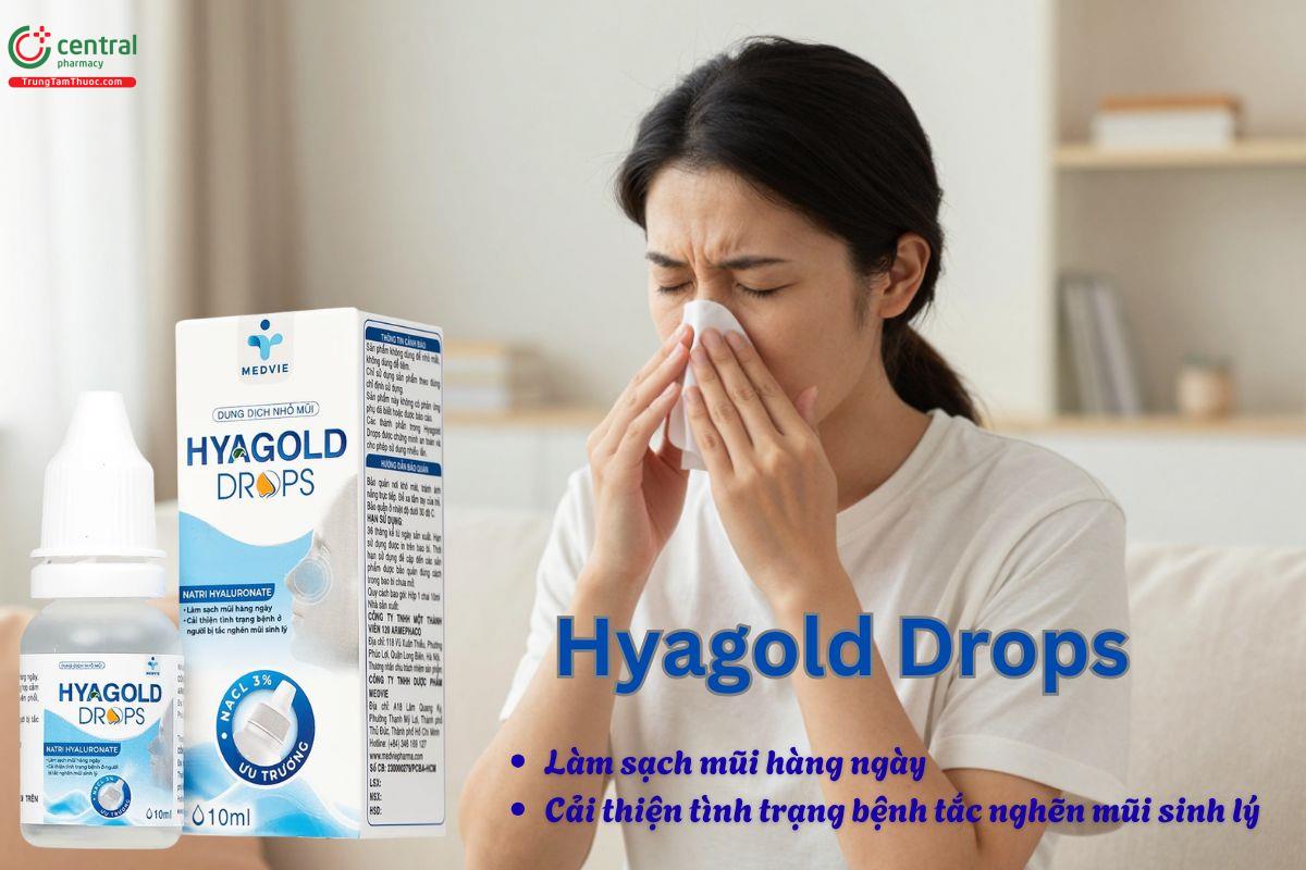 Dung dịch nhỏ mũi Hyagold Drops giúp làm giảm tình trạng nghẹt mũi