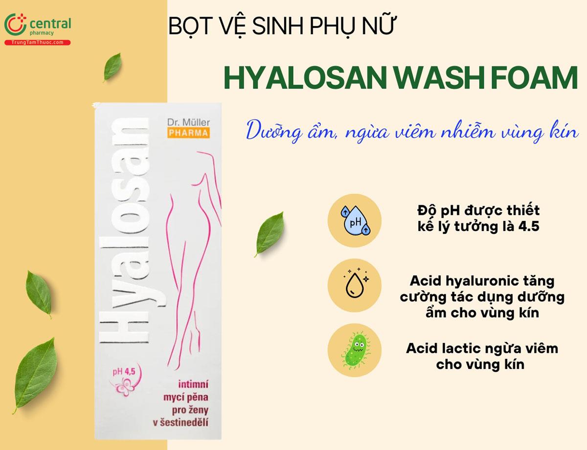 Bọt vệ sinh phụ nữ Hyalosan Wash Foam - Dưỡng ẩm, ngừa viêm nhiễm vùng kín