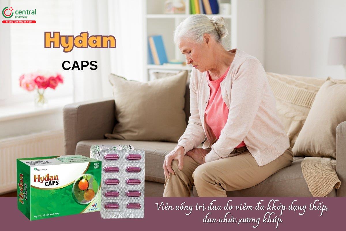 Viên uống Hyđan Caps được sử dụng trong các trường hợp như đau do viêm đa khớp dạng thấp, đau nhức xương khớp, đau dây thần kinh liên sườn, đau lưng, đau vai gáy.