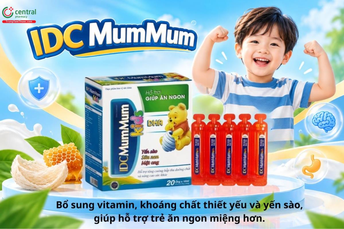 IDC MumMum bổ sung vitamin, khoáng chất thiết yếu và yến sào, giúp hỗ trợ trẻ ăn ngon miệng hơn