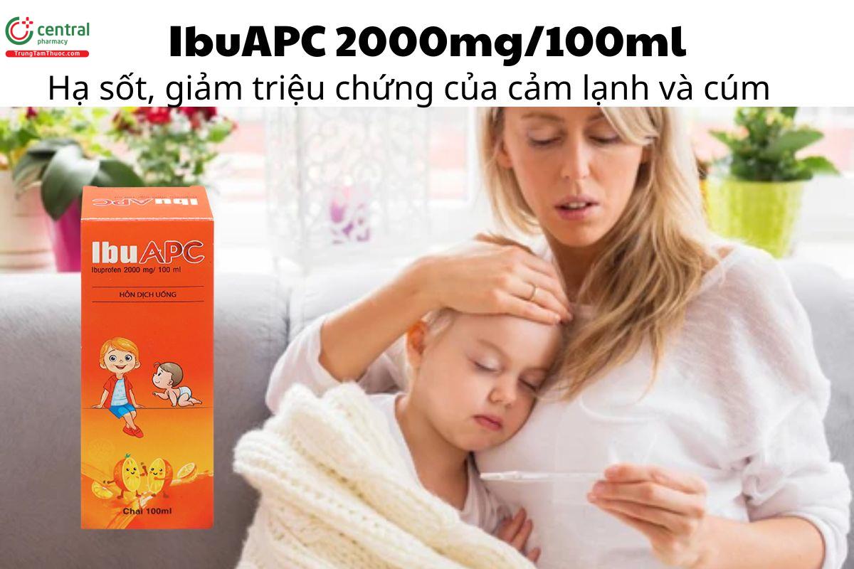 Thuốc IbuAPC 2000mg/100ml - Hạ sốt, giảm triệu chứng của cảm lạnh và cúm