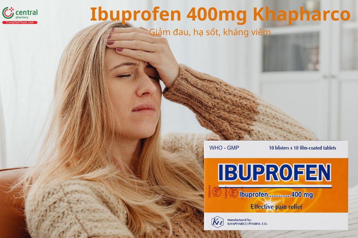 Thuốc Ibuprofen 400mg Khapharco giảm đau, hạ sốt, kháng viêm