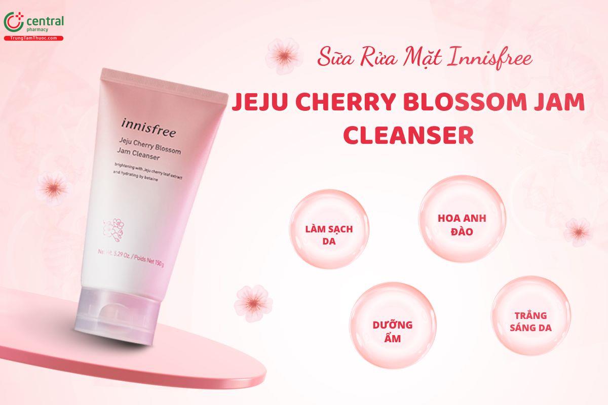 Sữa rửa mặt Innisfree Jeju Cherry Blossom Jam Cleanser làm sạch và sáng da hiệu quả