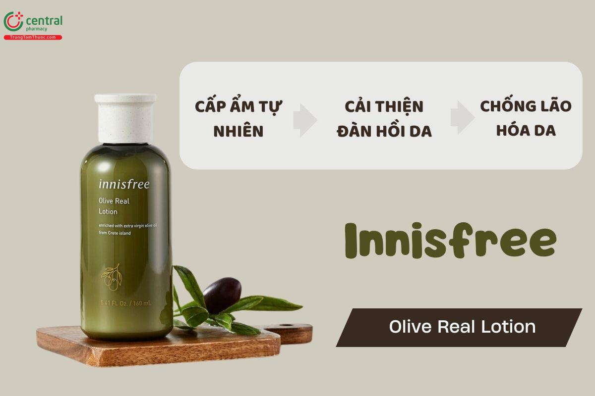 Innisfree Olive Real Lotion 160ml dưỡng ẩm da mềm mịn, ngừa lão hóa