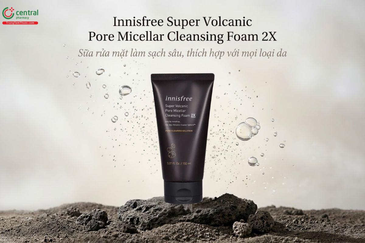 Innisfree Super Volcanic Pore Micellar Cleansing Foam 2X làm sạch da