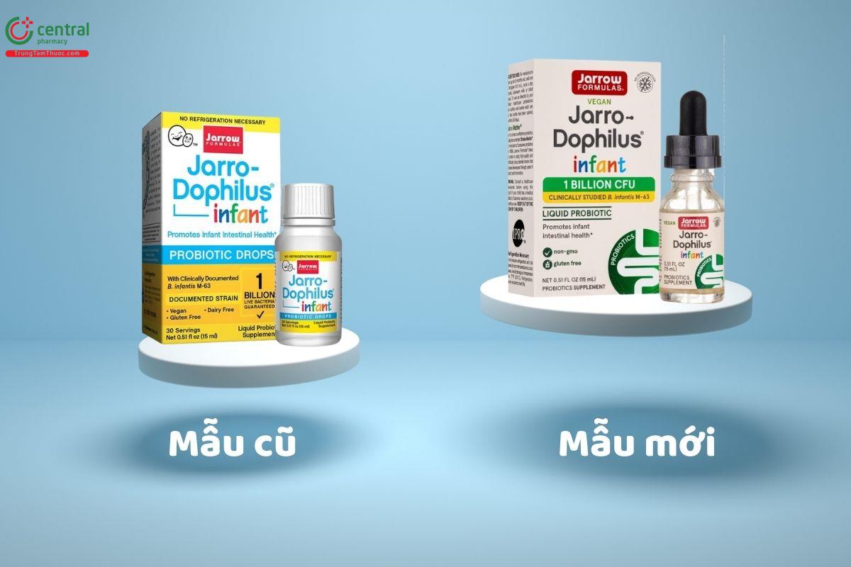 Sự thay đổi mẫu mã của sản phẩm Jarro-Dophilus Infant Liquid Probiotic từ cũ sang mới