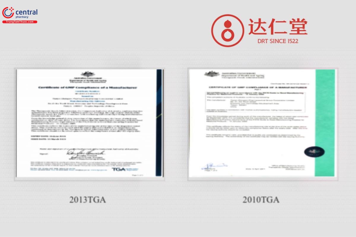 Chứng nhận TGA của Jinyao Darentang Group Co., Ltd