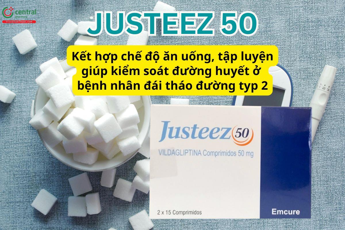 Justeez 50 kết hợp với chế độ ăn uống, tập luyện giúp kiểm soát đường huyết cho bệnh nhân đái tháo đường typ 2