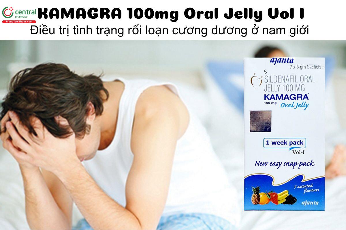 Thuốc KAMAGRA 100mg Oral Jelly Vol I điều trị tình trạng rối loạn cương dương