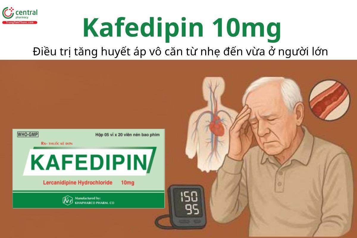 Thuốc Kafedipin 10mg - Điều trị tăng huyết áp vô căn từ nhẹ đến vừa ở người lớn 