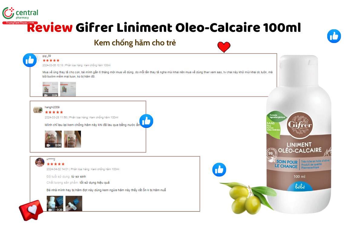 Đánh giá sản phẩm Kem chống hăm Gifrer Liniment Oleo-Calcaire 100ml có tốt không?