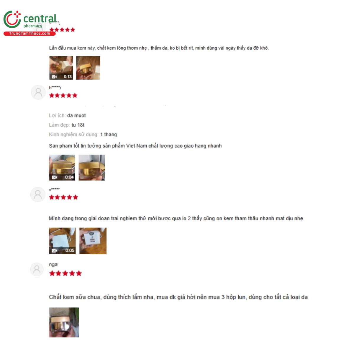 Một số đánh giá của khách hàng về sản phẩm Kem dưỡng da Ốc Sên ban ngày