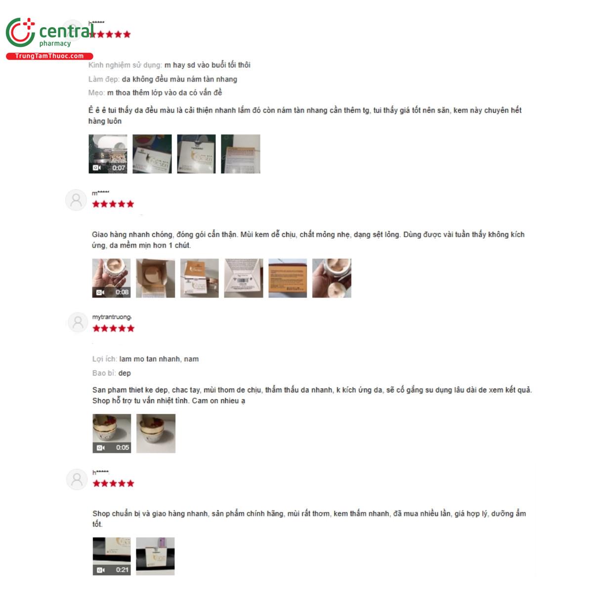Một số đánh giá của khách hàng về sản phẩm Kem nám Ốc sên Thorakao