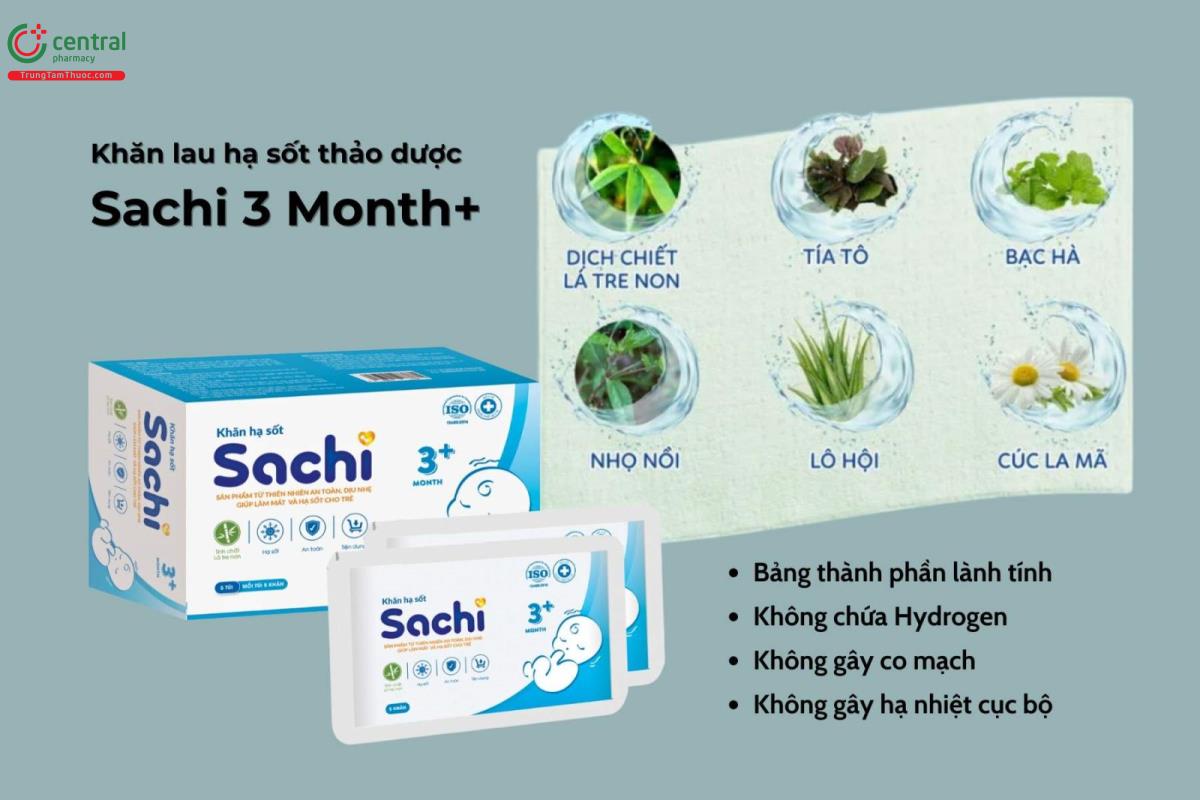 Khăn hạ sốt thảo dược Sachi 3M+ dành cho trẻ