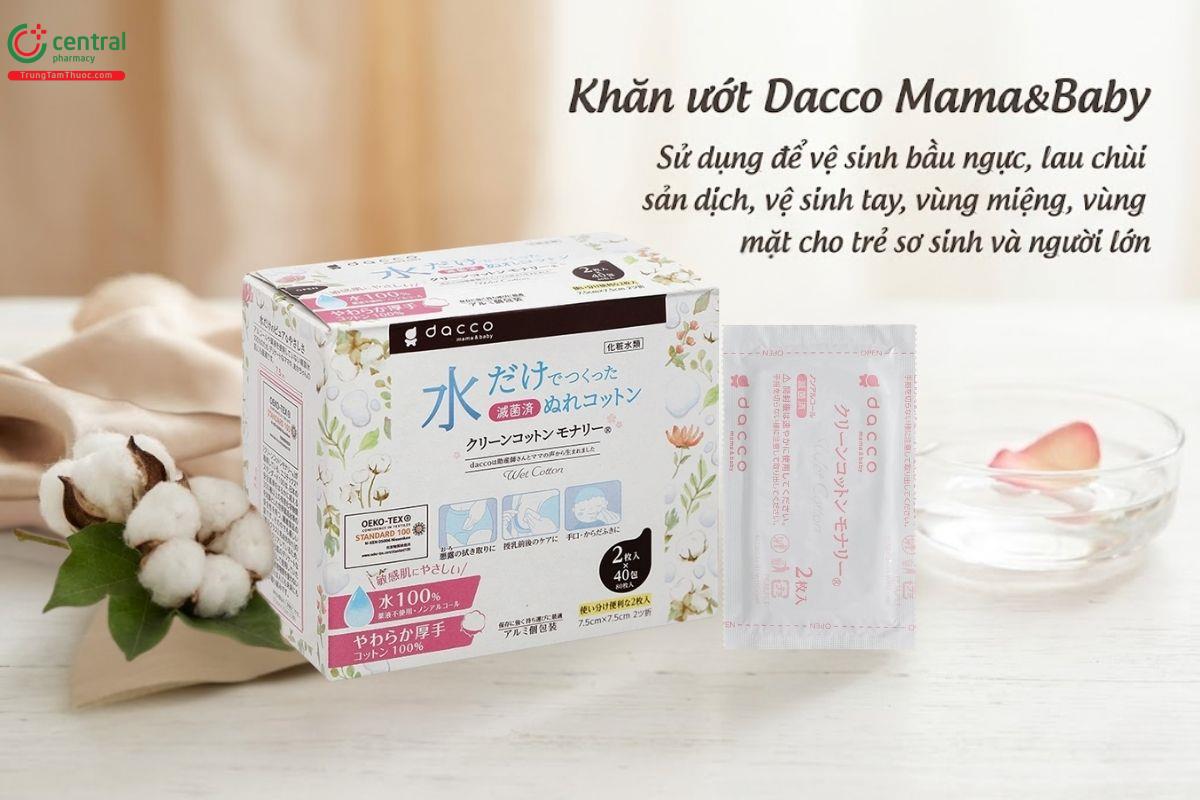 Khăn ướt Dacco Mama&Baby làm sạch vùng ngực, lau dịch tiết sau sinh