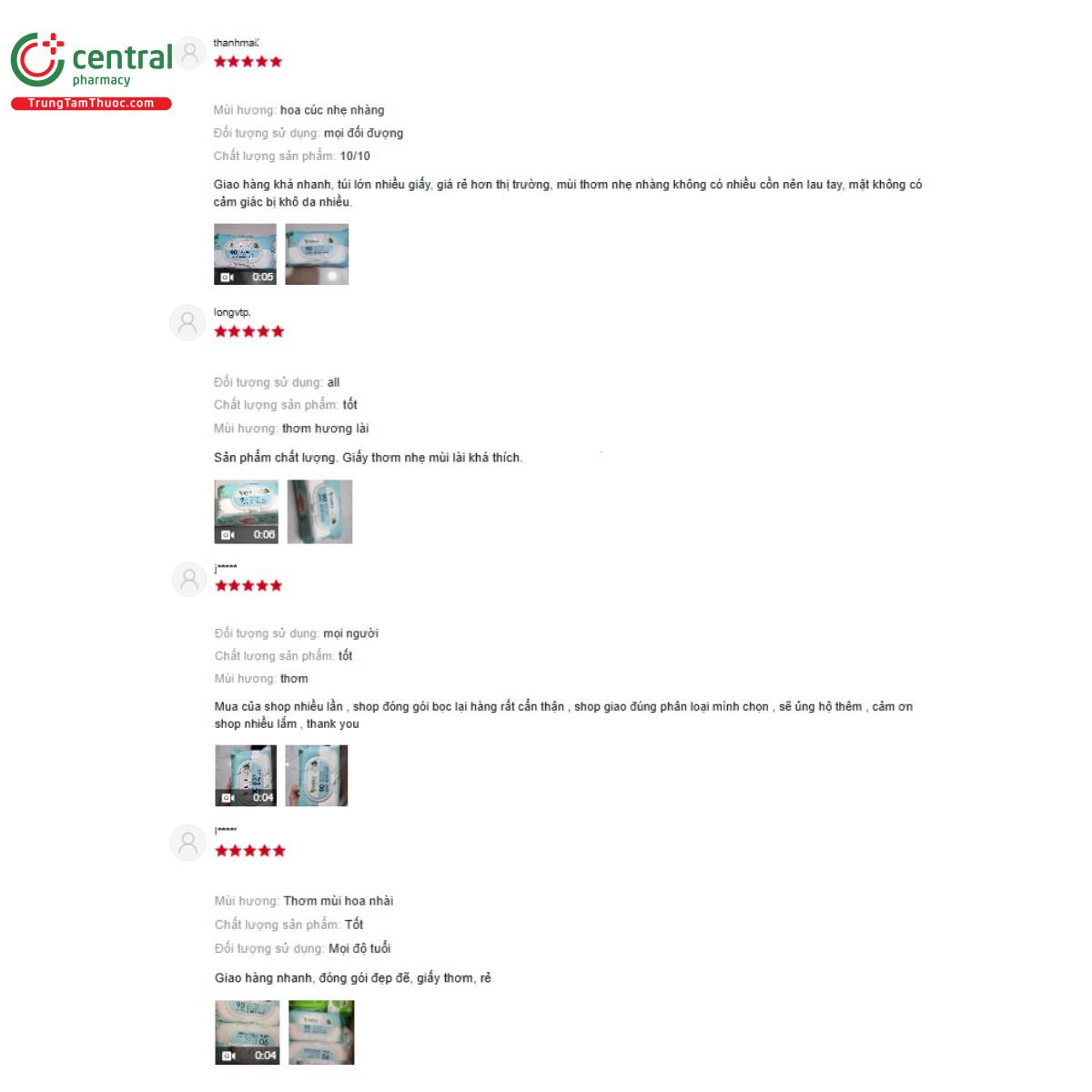 Một số đánh giá của khách hàng về sản phẩm Khăn ướt cao cấp Yuniku Jasmine