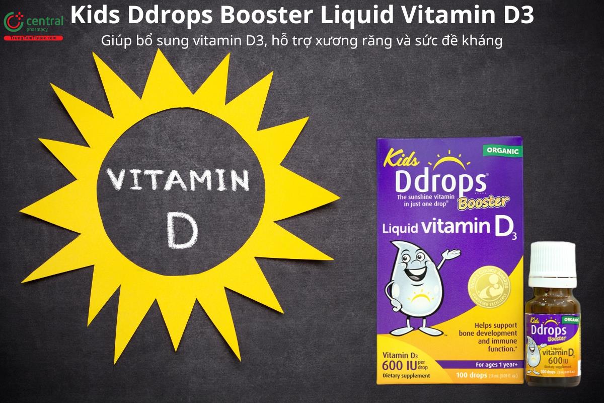 Kids Ddrops Booster Liquid Vitamin D3 hỗ trợ xương răng chắc khỏe