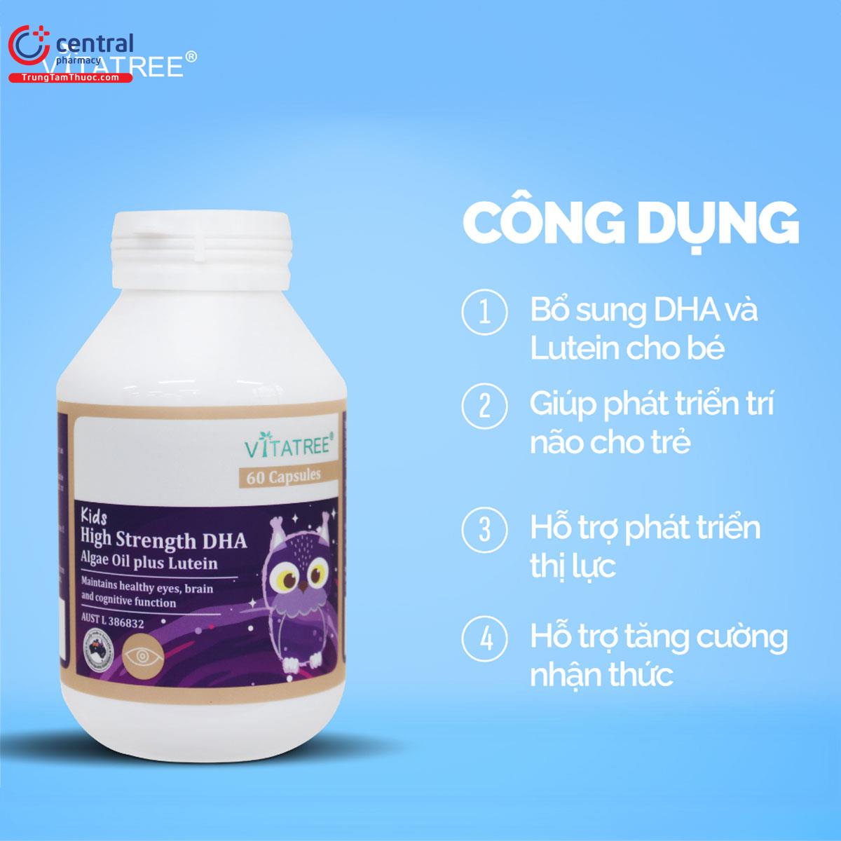 Công dụng của Kids High Strength DHA Algae Oil plus Lutein