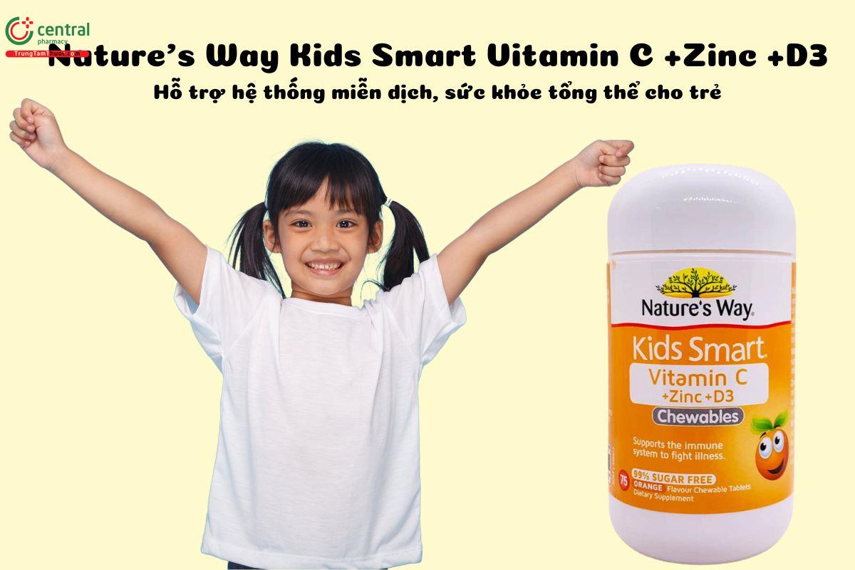 Nature’s Way Kids Smart Vitamin C + Zinc + D3 Chewable - Giúp bé khỏe