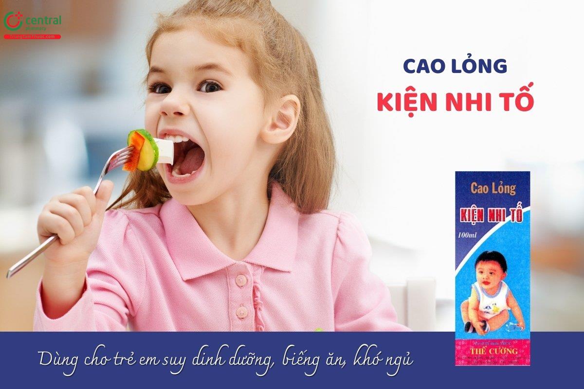 Cao lỏng Kiện nhi tố YHCT Thế Cường giúp bổ tỳ ôn vị, dưỡng tâm, bổ khí, dùng cho trẻ nhỏ bị chậm lớn, suy dinh dưỡng, lười ăn, ngủ không ngon giấc, ra mồ hôi trộm.