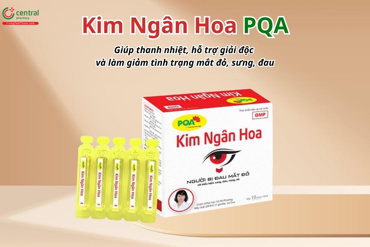 Kim Ngân Hoa PQA giúp thanh nhiệt, hỗ trợ giải độc và làm giảm tình trạng mắt đỏ, sưng, đau