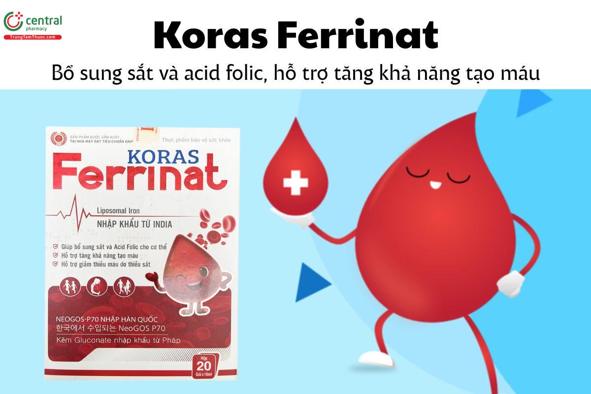 Koras Ferrinat - Bổ sung sắt và acid folic, hỗ trợ tăng khả năng tạo máu