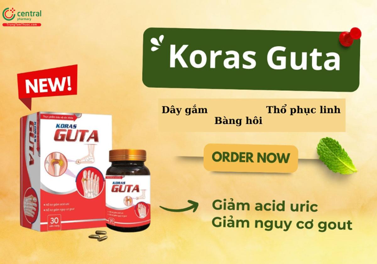 Koras Guta - Giảm nồng độ acid uric, hỗ trợ điều trị bệnh gout