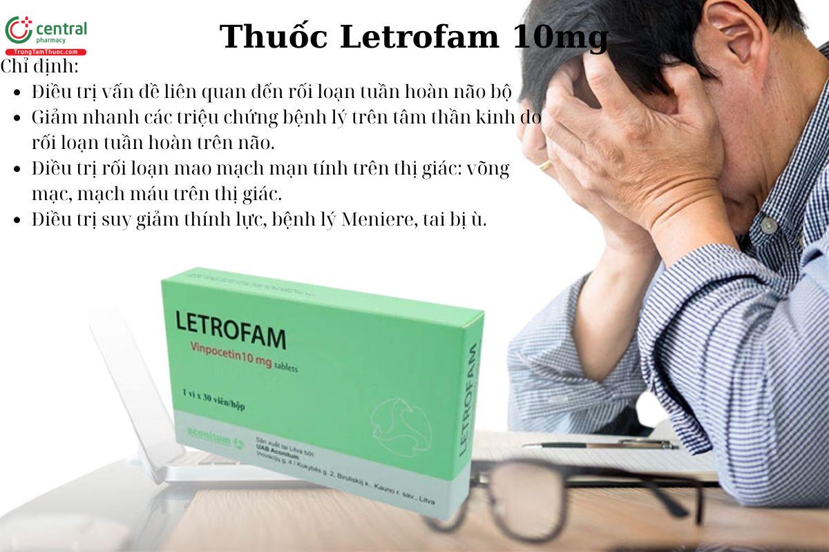 Chỉ định của thuốc Letrofam 10mg