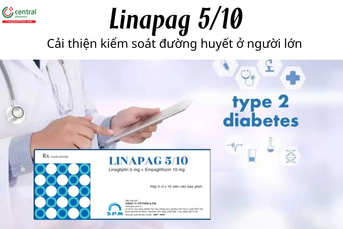 Thuốc Linapag 5/10 - Cải thiện kiểm soát đường huyết ở người lớn 