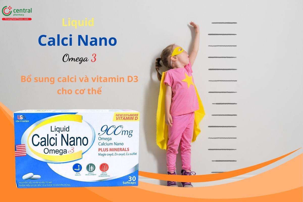 Liquid Calci Nano Omega 3 USA Pharma (Hộp 30 viên) bổ sung calci và vitamin D3 cho cơ thể