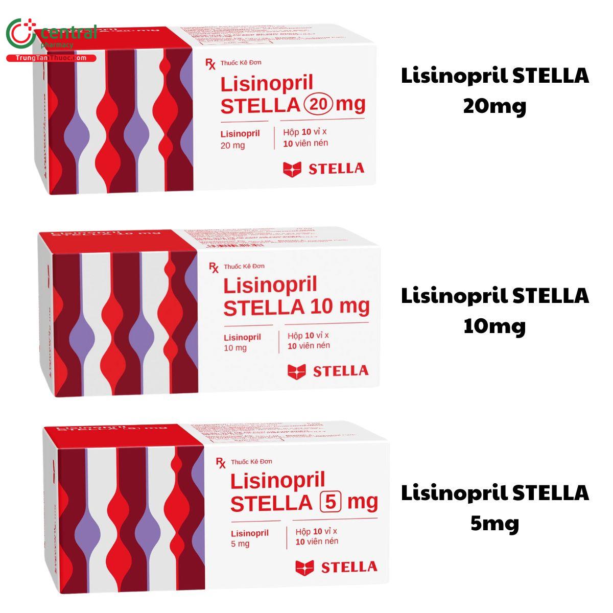 Thuốc Lisinopril STELLA 5mg, thuốc Lisinopril STELLA 10mg và thuốc Lisinopril STELLA 20mg