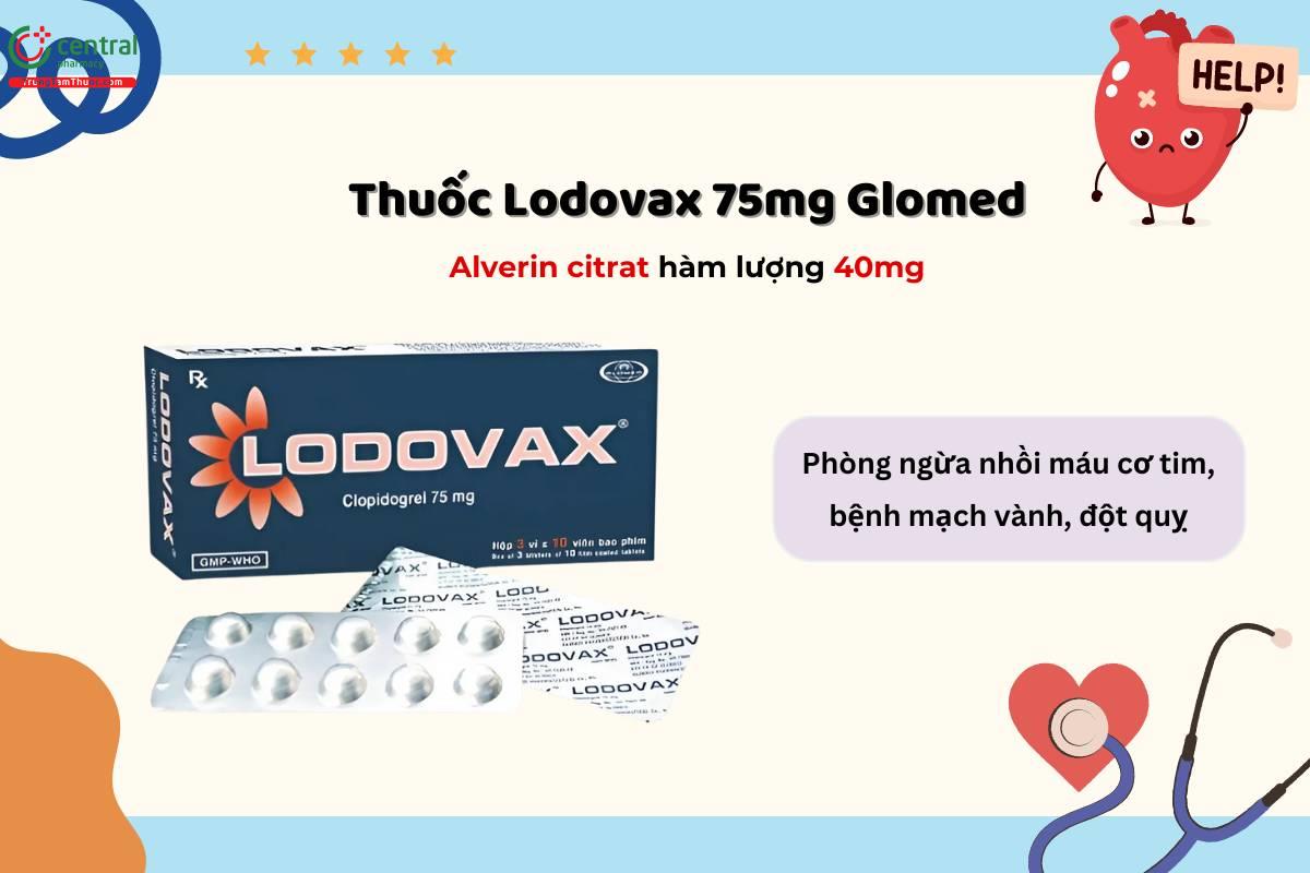 Thuốc Lodovax 75mg Glomed phòng ngừa nhồi máu cơ tim, đột quỵ