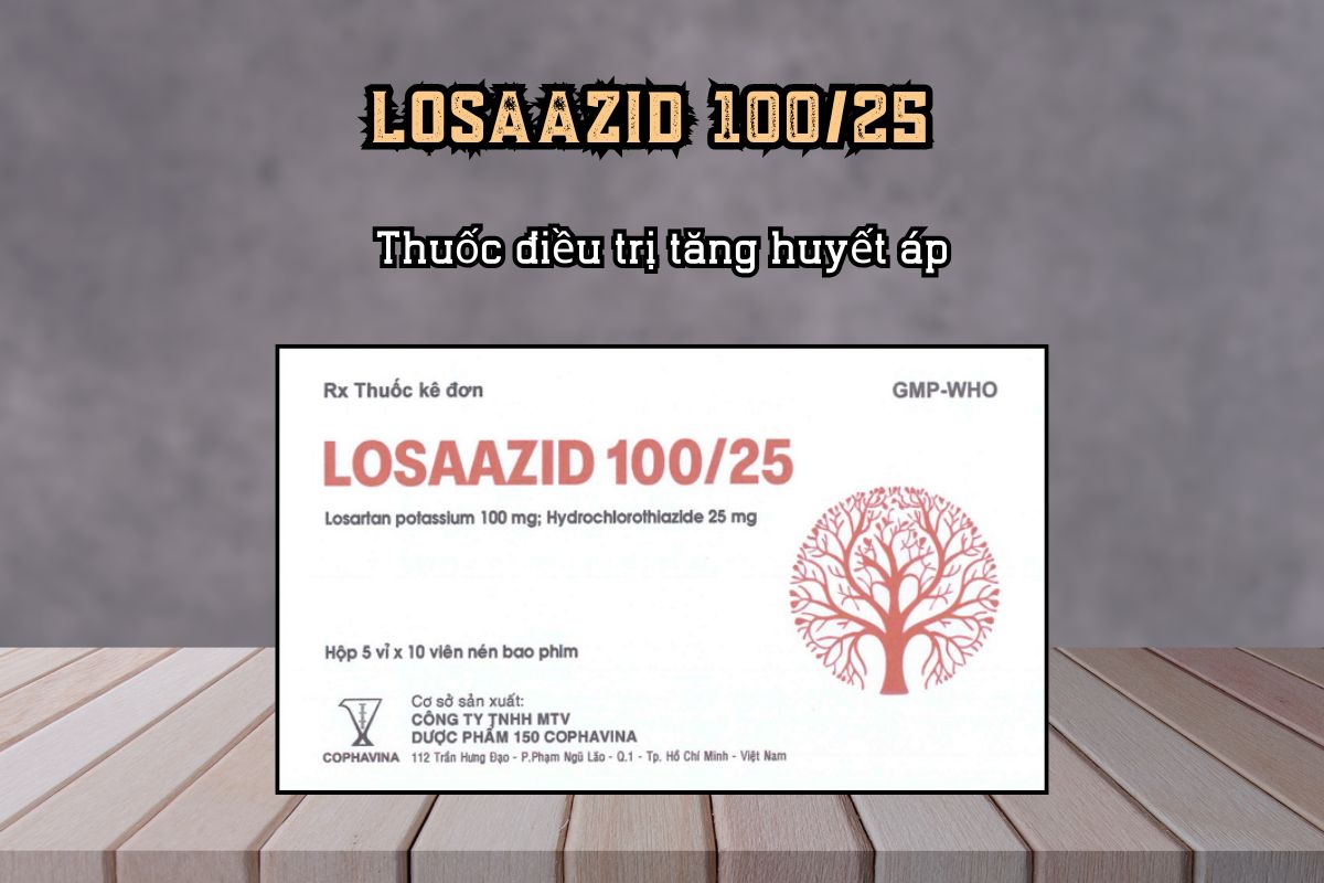 Thuốc điều trị tăng huyết áp Losaazid 100/25