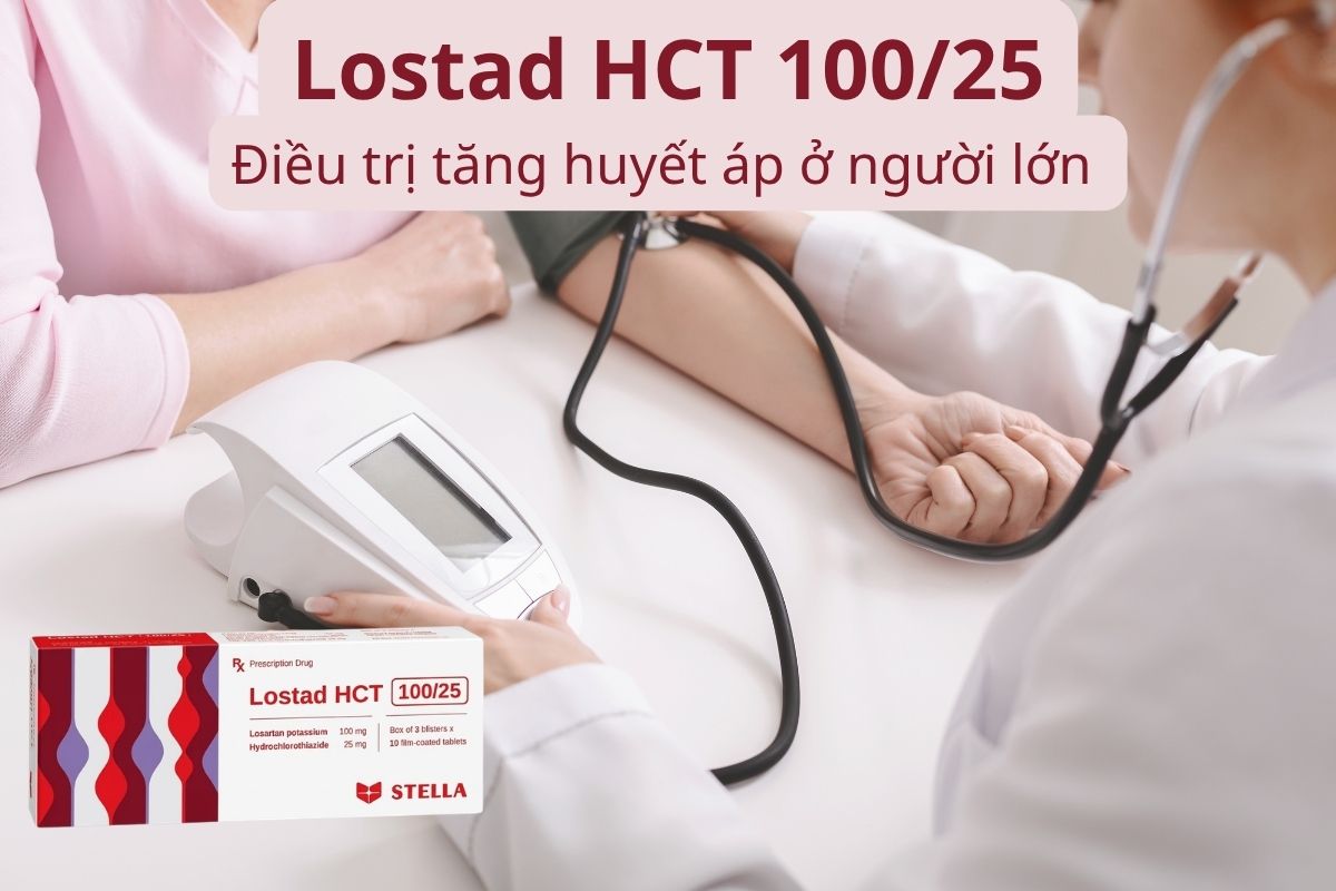 Lostad HCT 100/25 điều trị tăng huyết áp ở người lớn 