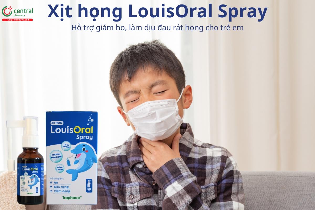 Xịt họng LouisOral Spray hỗ trợ giảm ho, làm dịu đau rát họng cho trẻ