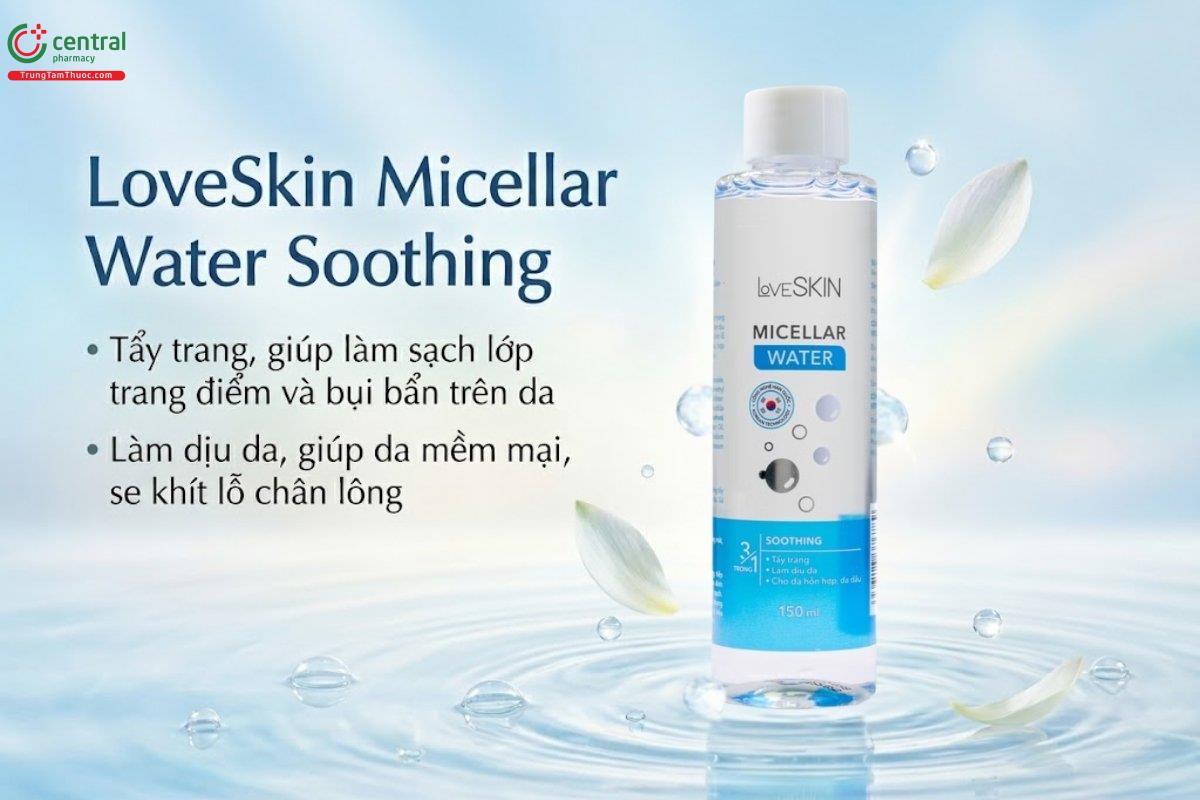 Nước tẩy trang LoveSkin Micellar Water Soothing làm sạch và làm dịu da