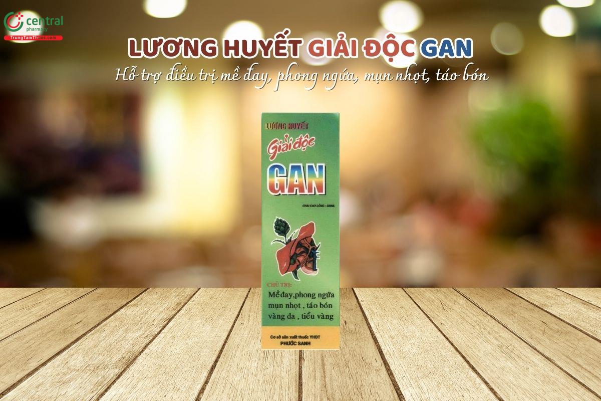 Lương huyết giải độc gan có thành phần tử thiên nhiên, dùng trong các trường hợp nổi mề đay, ngứa do phong, mụn nhọt, tình trạng táo bón, vàng da, nước tiểu vàng.