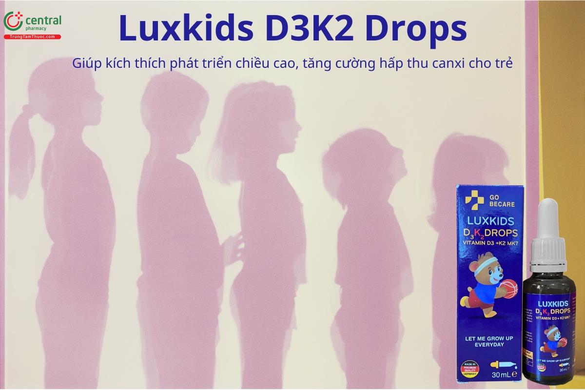 Luxkids D3K2 Drops hỗ trợ kích thích phát triển chiều cao cho bé