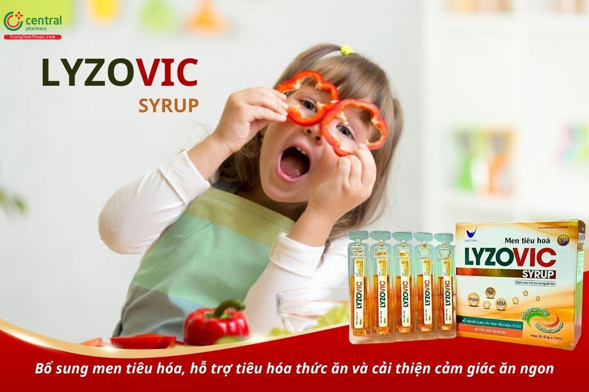 Lyzovic Syrup 10ml bổ sung men tiêu hóa, hỗ trợ tiêu hóa thức ăn và cải thiện cảm giác ăn ngon