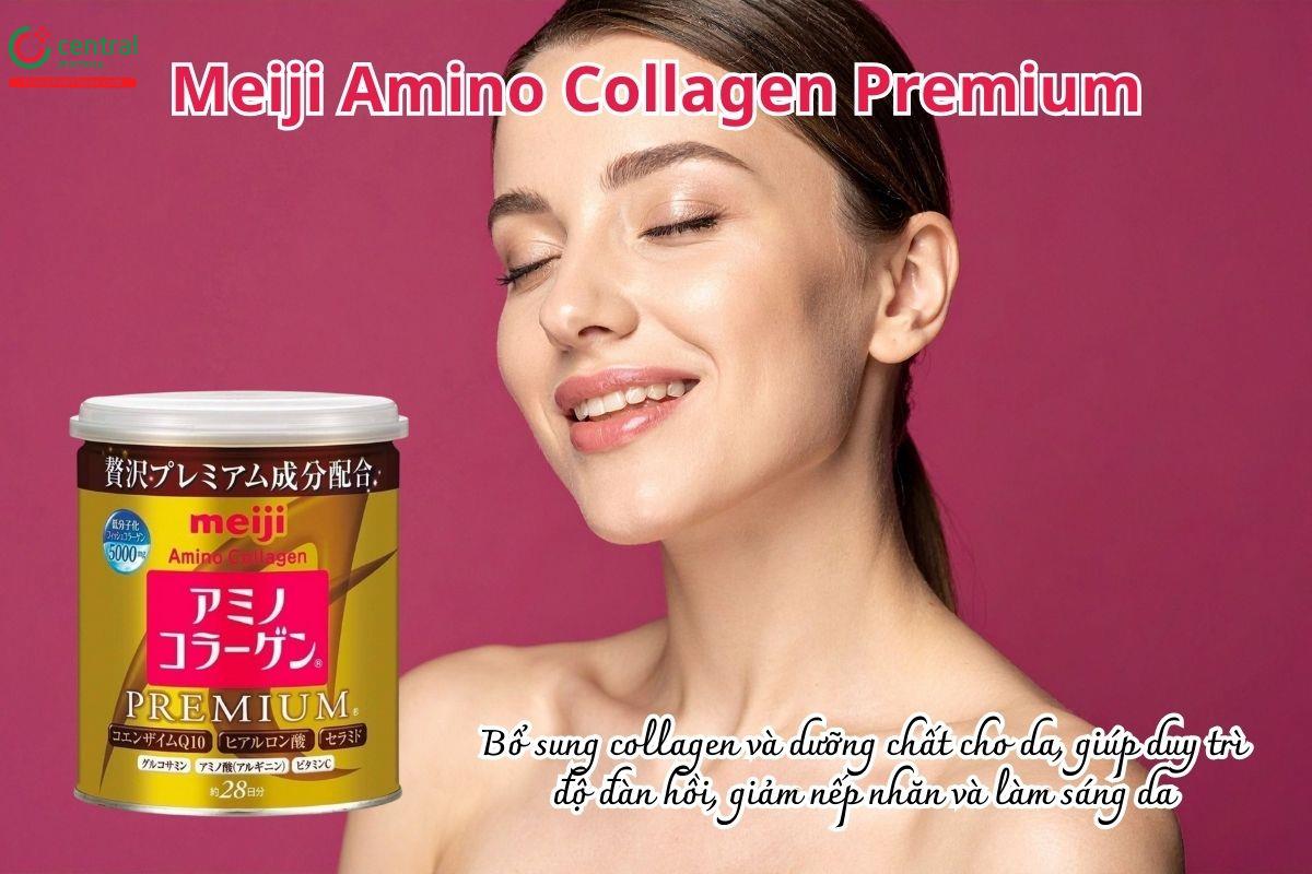 Meiji Amino Collagen Premium bổ sung collagen, giảm nhăn, sáng da